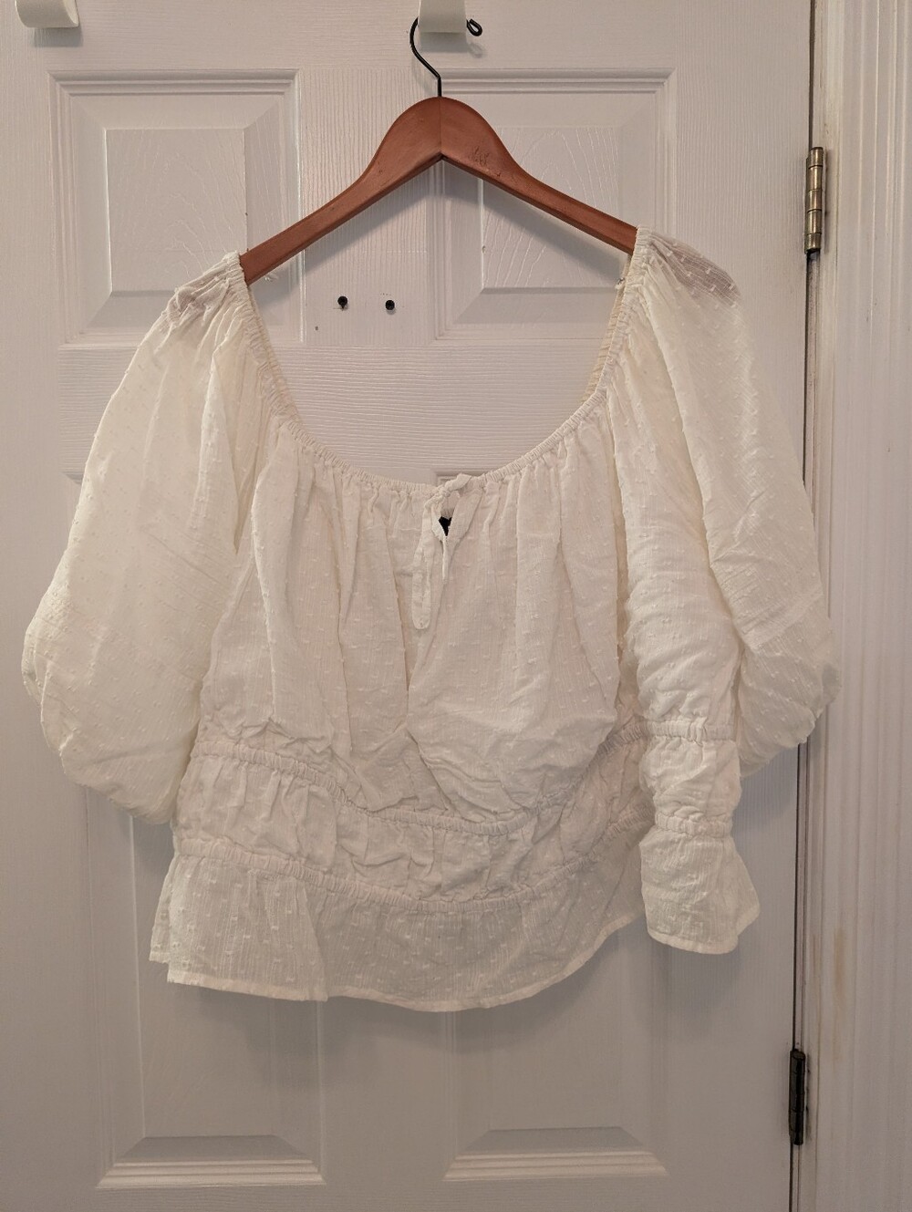 Swiss Dot Short Sleeve Blouse